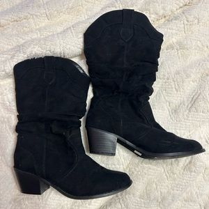 Black suede boots